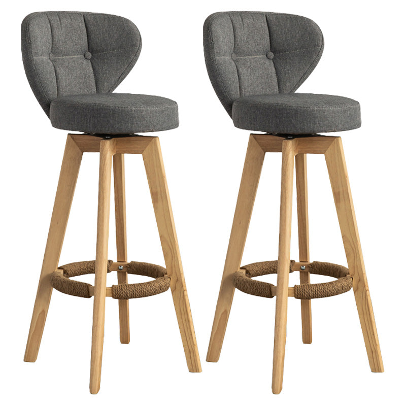 Scandinavia Style Bar-stool Wooden Legs Round Seat for Restaurant Bar Grey Natural 2 Piece Set Clearhalo 'Bar Furniture' 'Bar Stools' 'bar_stools' 'furn' 'furn_bar_stools' 'furniture_bar_stools' 'Kitchen & Dining Furniture' 'kitchen&dining_furn' 'kitchen' 'kitchen_furn' Furniture' 4576271