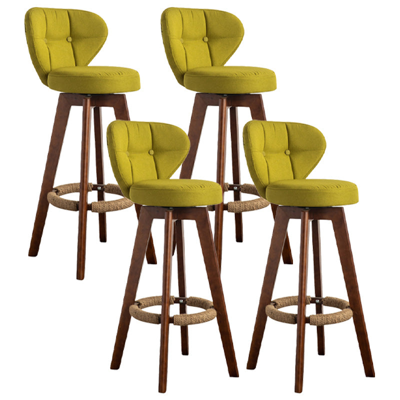 Scandinavia Style Bar-stool Wooden Legs Round Seat for Restaurant Bar Olive Green Brown 4 Piece Set Clearhalo 'Bar Furniture' 'Bar Stools' 'bar_stools' 'furn' 'furn_bar_stools' 'furniture_bar_stools' 'Kitchen & Dining Furniture' 'kitchen&dining_furn' 'kitchen' 'kitchen_furn' Furniture' 4576272