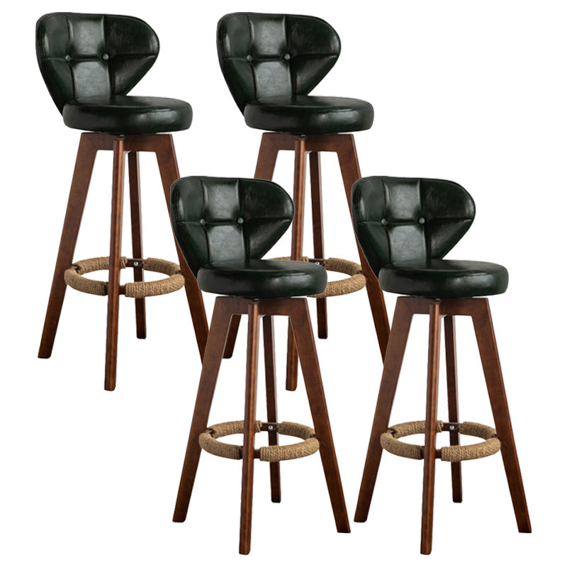 Scandinavia Style Bar-stool Wooden Legs Round Seat for Restaurant Bar Blackish Green Brown 4 Piece Set Clearhalo 'Bar Furniture' 'Bar Stools' 'bar_stools' 'furn' 'furn_bar_stools' 'furniture_bar_stools' 'Kitchen & Dining Furniture' 'kitchen&dining_furn' 'kitchen' 'kitchen_furn' Furniture' 4576274