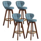 Scandinavia Style Bar-stool Wooden Legs Round Seat for Restaurant Bar Blue Brown 4 Piece Set Clearhalo 'Bar Furniture' 'Bar Stools' 'bar_stools' 'furn' 'furn_bar_stools' 'furniture_bar_stools' 'Kitchen & Dining Furniture' 'kitchen&dining_furn' 'kitchen' 'kitchen_furn' Furniture' 4576275