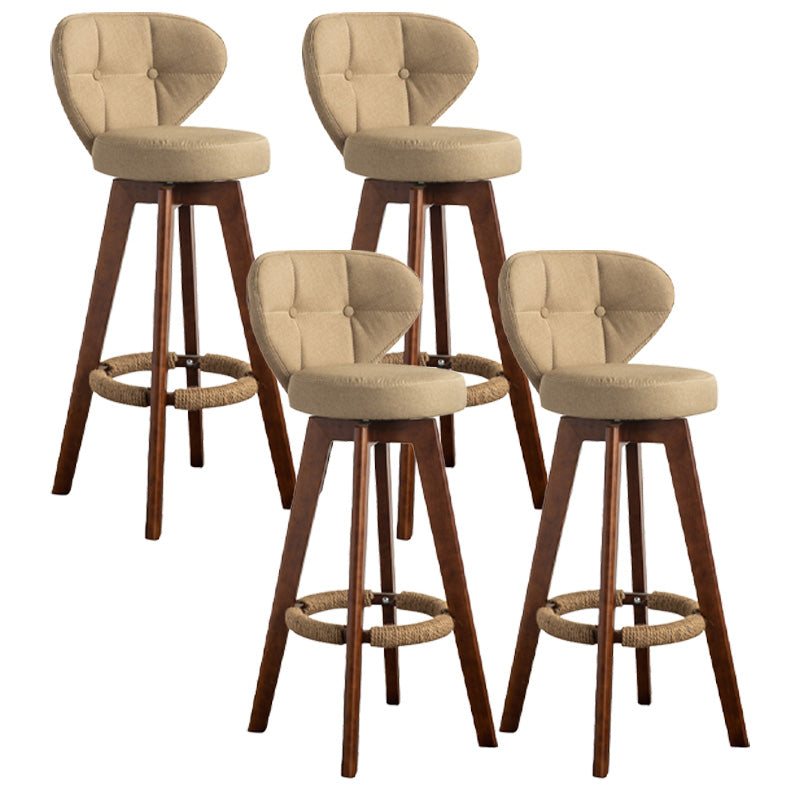 Scandinavia Style Bar-stool Wooden Legs Round Seat for Restaurant Bar Khaki Brown 4 Piece Set Clearhalo 'Bar Furniture' 'Bar Stools' 'bar_stools' 'furn' 'furn_bar_stools' 'furniture_bar_stools' 'Kitchen & Dining Furniture' 'kitchen&dining_furn' 'kitchen' 'kitchen_furn' Furniture' 4576276