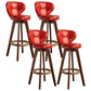 Scandinavia Style Bar-stool Wooden Legs Round Seat for Restaurant Bar Red Brown 4 Piece Set Clearhalo 'Bar Furniture' 'Bar Stools' 'bar_stools' 'furn' 'furn_bar_stools' 'furniture_bar_stools' 'Kitchen & Dining Furniture' 'kitchen&dining_furn' 'kitchen' 'kitchen_furn' Furniture' 4576277