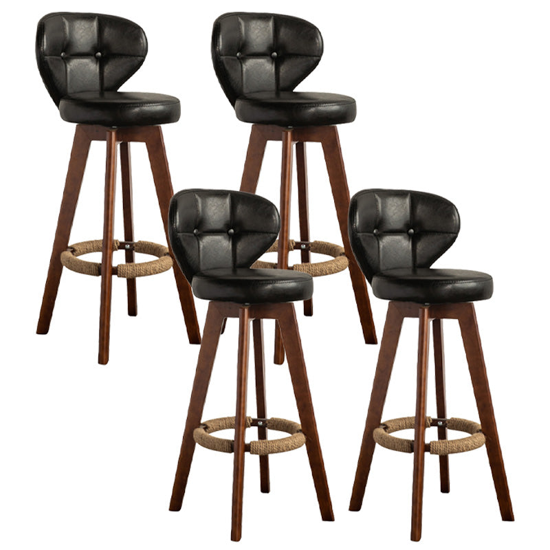 Scandinavia Style Bar-stool Wooden Legs Round Seat for Restaurant Bar Black Brown 4 Piece Set Clearhalo 'Bar Furniture' 'Bar Stools' 'bar_stools' 'furn' 'furn_bar_stools' 'furniture_bar_stools' 'Kitchen & Dining Furniture' 'kitchen&dining_furn' 'kitchen' 'kitchen_furn' Furniture' 4576278