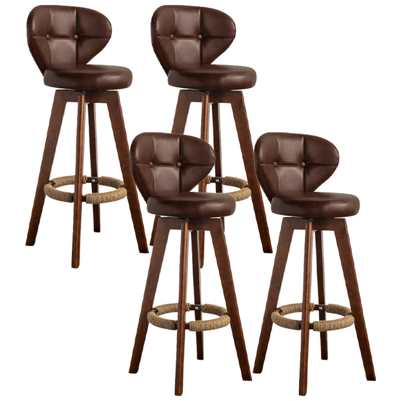 Scandinavia Style Bar-stool Wooden Legs Round Seat for Restaurant Bar Brown Brown 4 Piece Set Clearhalo 'Bar Furniture' 'Bar Stools' 'bar_stools' 'furn' 'furn_bar_stools' 'furniture_bar_stools' 'Kitchen & Dining Furniture' 'kitchen&dining_furn' 'kitchen' 'kitchen_furn' Furniture' 4576279