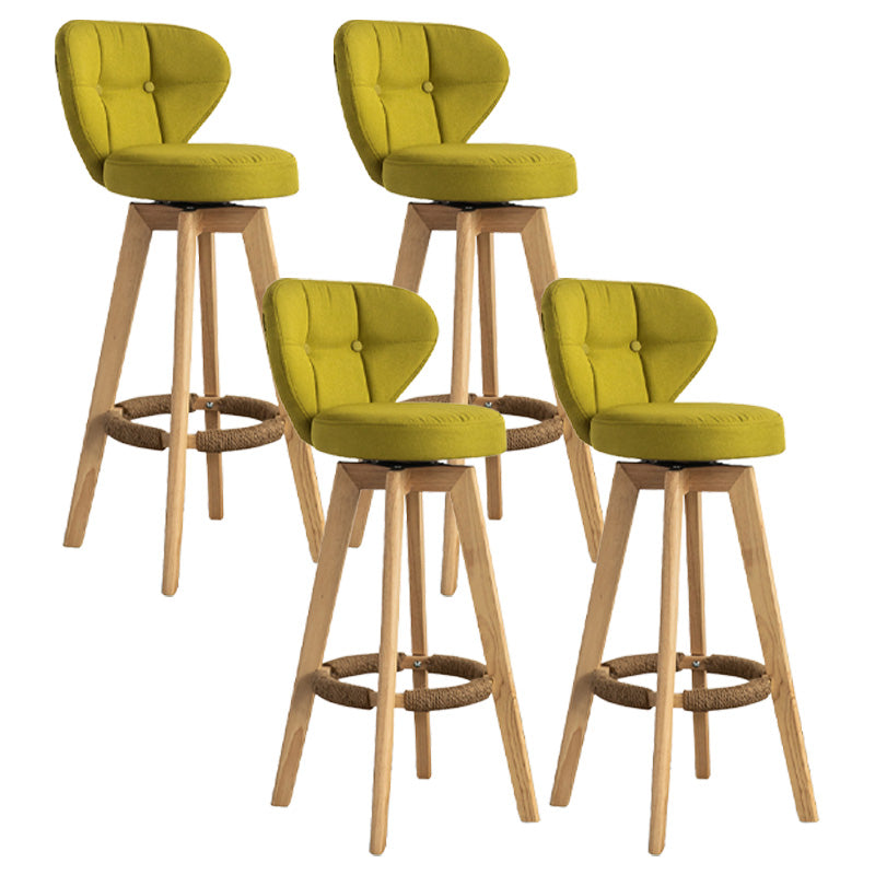 Scandinavia Style Bar-stool Wooden Legs Round Seat for Restaurant Bar Olive Green Natural 4 Piece Set Clearhalo 'Bar Furniture' 'Bar Stools' 'bar_stools' 'furn' 'furn_bar_stools' 'furniture_bar_stools' 'Kitchen & Dining Furniture' 'kitchen&dining_furn' 'kitchen' 'kitchen_furn' Furniture' 4576281