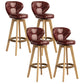 Scandinavia Style Bar-stool Wooden Legs Round Seat for Restaurant Bar Crimson Natural 4 Piece Set Clearhalo 'Bar Furniture' 'Bar Stools' 'bar_stools' 'furn' 'furn_bar_stools' 'furniture_bar_stools' 'Kitchen & Dining Furniture' 'kitchen&dining_furn' 'kitchen' 'kitchen_furn' Furniture' 4576282