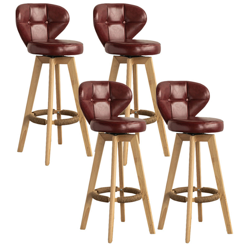 Scandinavia Style Bar-stool Wooden Legs Round Seat for Restaurant Bar Crimson Natural 4 Piece Set Clearhalo 'Bar Furniture' 'Bar Stools' 'bar_stools' 'furn' 'furn_bar_stools' 'furniture_bar_stools' 'Kitchen & Dining Furniture' 'kitchen&dining_furn' 'kitchen' 'kitchen_furn' Furniture' 4576282