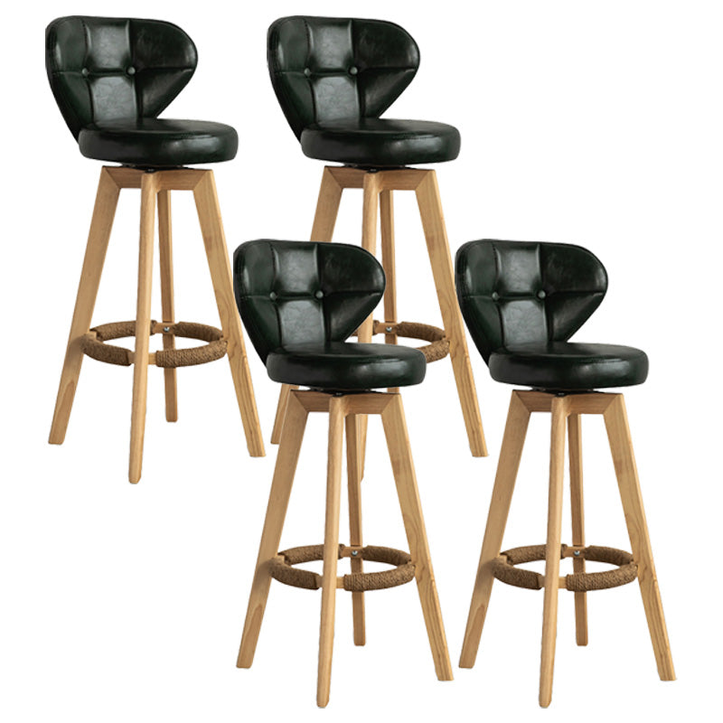 Scandinavia Style Bar-stool Wooden Legs Round Seat for Restaurant Bar Blackish Green Natural 4 Piece Set Clearhalo 'Bar Furniture' 'Bar Stools' 'bar_stools' 'furn' 'furn_bar_stools' 'furniture_bar_stools' 'Kitchen & Dining Furniture' 'kitchen&dining_furn' 'kitchen' 'kitchen_furn' Furniture' 4576283