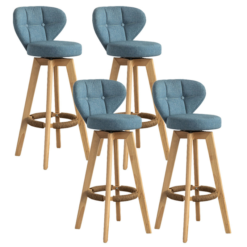 Scandinavia Style Bar-stool Wooden Legs Round Seat for Restaurant Bar Blue Natural 4 Piece Set Clearhalo 'Bar Furniture' 'Bar Stools' 'bar_stools' 'furn' 'furn_bar_stools' 'furniture_bar_stools' 'Kitchen & Dining Furniture' 'kitchen&dining_furn' 'kitchen' 'kitchen_furn' Furniture' 4576284