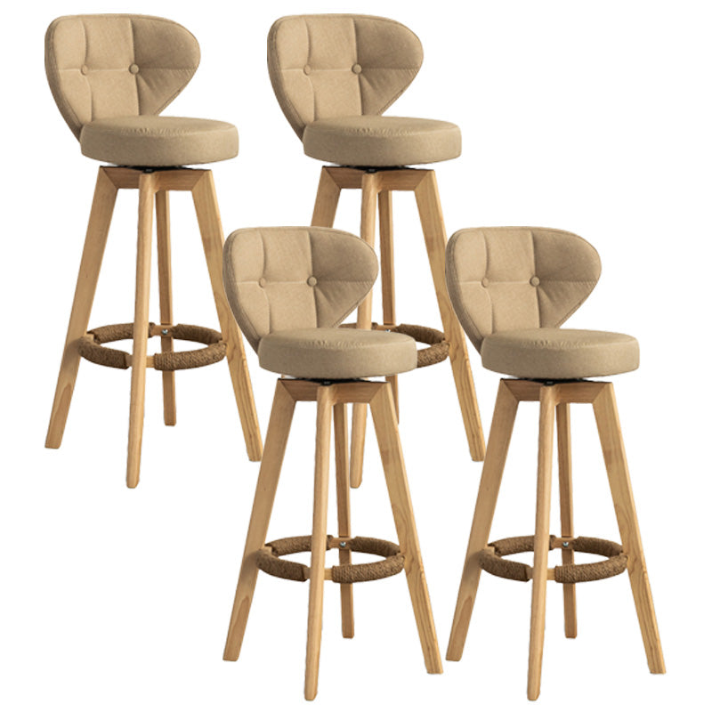 Scandinavia Style Bar-stool Wooden Legs Round Seat for Restaurant Bar Khaki Natural 4 Piece Set Clearhalo 'Bar Furniture' 'Bar Stools' 'bar_stools' 'furn' 'furn_bar_stools' 'furniture_bar_stools' 'Kitchen & Dining Furniture' 'kitchen&dining_furn' 'kitchen' 'kitchen_furn' Furniture' 4576285