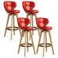 Scandinavia Style Bar-stool Wooden Legs Round Seat for Restaurant Bar Red Natural 4 Piece Set Clearhalo 'Bar Furniture' 'Bar Stools' 'bar_stools' 'furn' 'furn_bar_stools' 'furniture_bar_stools' 'Kitchen & Dining Furniture' 'kitchen&dining_furn' 'kitchen' 'kitchen_furn' Furniture' 4576286