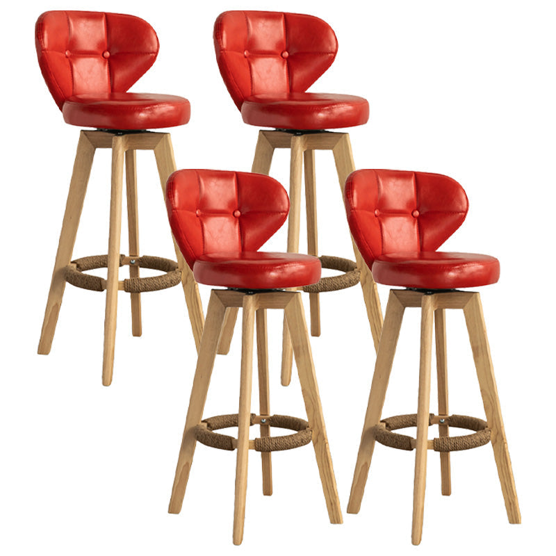 Scandinavia Style Bar-stool Wooden Legs Round Seat for Restaurant Bar Red Natural 4 Piece Set Clearhalo 'Bar Furniture' 'Bar Stools' 'bar_stools' 'furn' 'furn_bar_stools' 'furniture_bar_stools' 'Kitchen & Dining Furniture' 'kitchen&dining_furn' 'kitchen' 'kitchen_furn' Furniture' 4576286