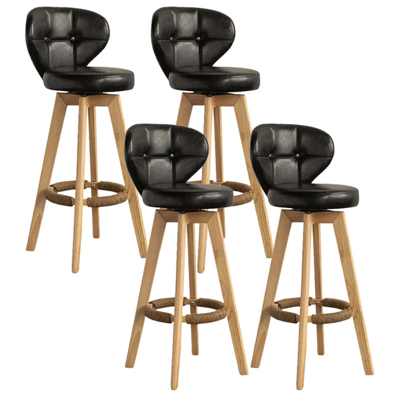 Scandinavia Style Bar-stool Wooden Legs Round Seat for Restaurant Bar Black Natural 4 Piece Set Clearhalo 'Bar Furniture' 'Bar Stools' 'bar_stools' 'furn' 'furn_bar_stools' 'furniture_bar_stools' 'Kitchen & Dining Furniture' 'kitchen&dining_furn' 'kitchen' 'kitchen_furn' Furniture' 4576287