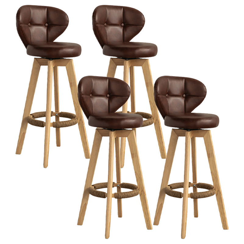 Scandinavia Style Bar-stool Wooden Legs Round Seat for Restaurant Bar Brown Natural 4 Piece Set Clearhalo 'Bar Furniture' 'Bar Stools' 'bar_stools' 'furn' 'furn_bar_stools' 'furniture_bar_stools' 'Kitchen & Dining Furniture' 'kitchen&dining_furn' 'kitchen' 'kitchen_furn' Furniture' 4576288