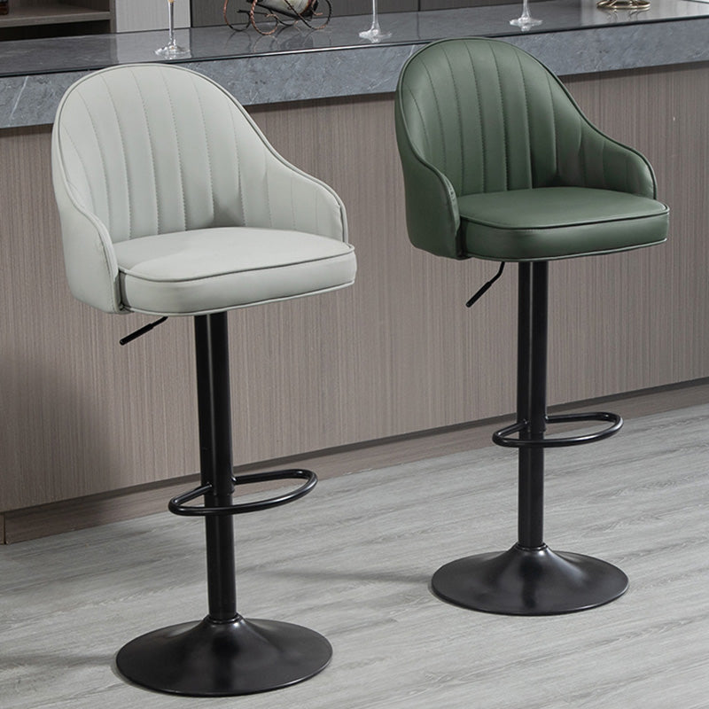 Industrial Style Bar-stool with Metal Pedestal Leather Seat for Kitchen Bar Clearhalo 'Bar Furniture' 'Bar Stools' 'bar_stools' 'furn' 'furn_bar_stools' 'furniture_bar_stools' 'Kitchen & Dining Furniture' 'kitchen&dining_furn' 'kitchen' 'kitchen_furn' Furniture' 4576323