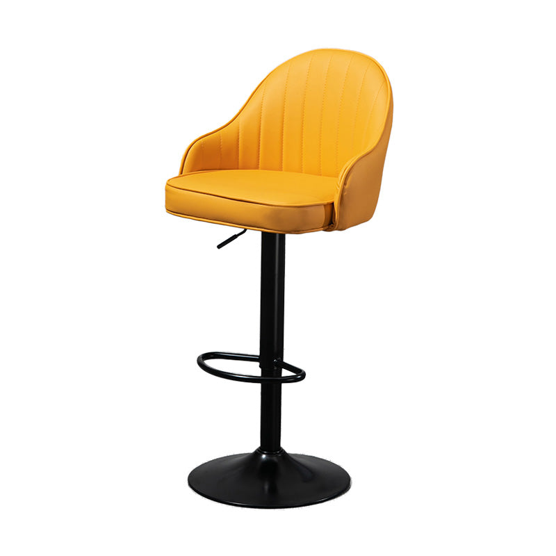 Industrial Style Bar-stool with Metal Pedestal Leather Seat for Kitchen Bar Yellow Black 1 Piece Clearhalo 'Bar Furniture' 'Bar Stools' 'bar_stools' 'furn' 'furn_bar_stools' 'furniture_bar_stools' 'Kitchen & Dining Furniture' 'kitchen&dining_furn' 'kitchen' 'kitchen_furn' Furniture' 4576324