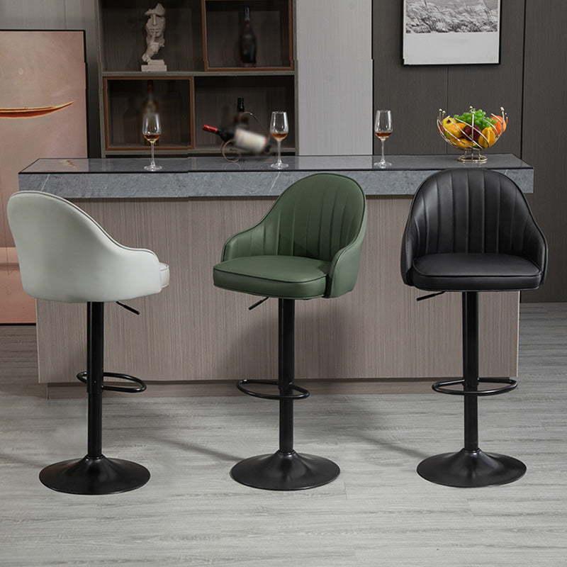 Industrial Style Bar-stool with Metal Pedestal Leather Seat for Kitchen Bar Clearhalo 'Bar Furniture' 'Bar Stools' 'bar_stools' 'furn' 'furn_bar_stools' 'furniture_bar_stools' 'Kitchen & Dining Furniture' 'kitchen&dining_furn' 'kitchen' 'kitchen_furn' Furniture' 4576327
