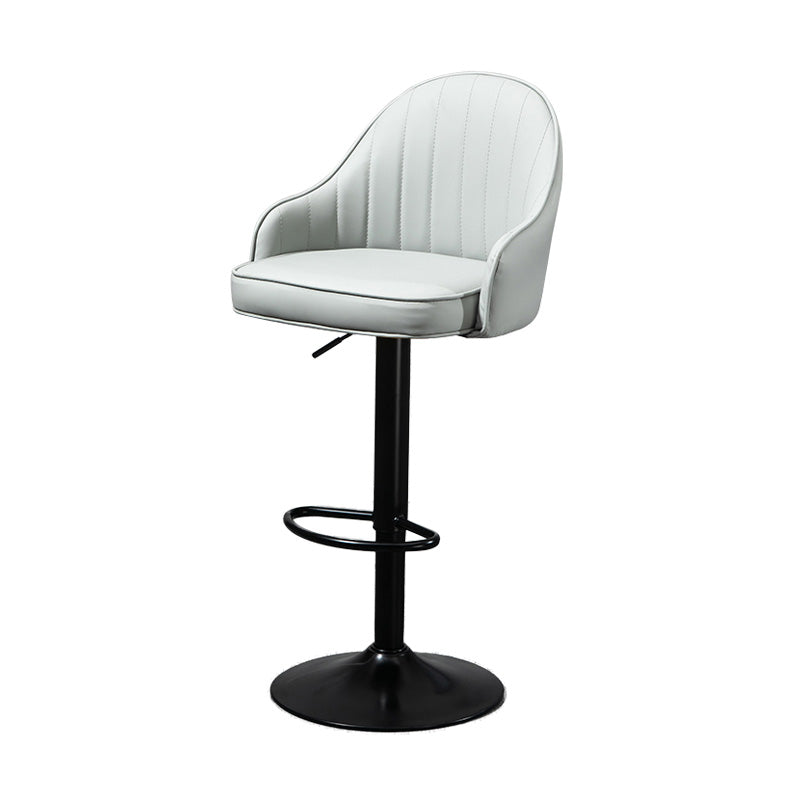Industrial Style Bar-stool with Metal Pedestal Leather Seat for Kitchen Bar Grey Black 1 Piece Clearhalo 'Bar Furniture' 'Bar Stools' 'bar_stools' 'furn' 'furn_bar_stools' 'furniture_bar_stools' 'Kitchen & Dining Furniture' 'kitchen&dining_furn' 'kitchen' 'kitchen_furn' Furniture' 4576328