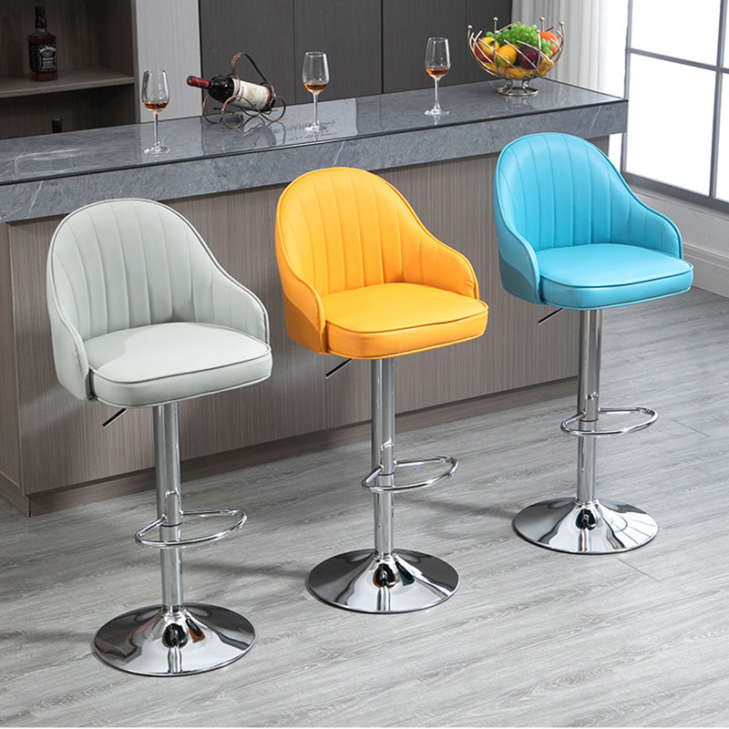 Industrial Style Bar-stool with Metal Pedestal Leather Seat for Kitchen Bar Clearhalo 'Bar Furniture' 'Bar Stools' 'bar_stools' 'furn' 'furn_bar_stools' 'furniture_bar_stools' 'Kitchen & Dining Furniture' 'kitchen&dining_furn' 'kitchen' 'kitchen_furn' Furniture' 4576330