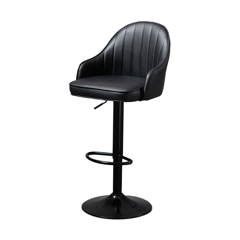 Industrial Style Bar-stool with Metal Pedestal Leather Seat for Kitchen Bar Black Black 1 Piece Clearhalo 'Bar Furniture' 'Bar Stools' 'bar_stools' 'furn' 'furn_bar_stools' 'furniture_bar_stools' 'Kitchen & Dining Furniture' 'kitchen&dining_furn' 'kitchen' 'kitchen_furn' Furniture' 4576331