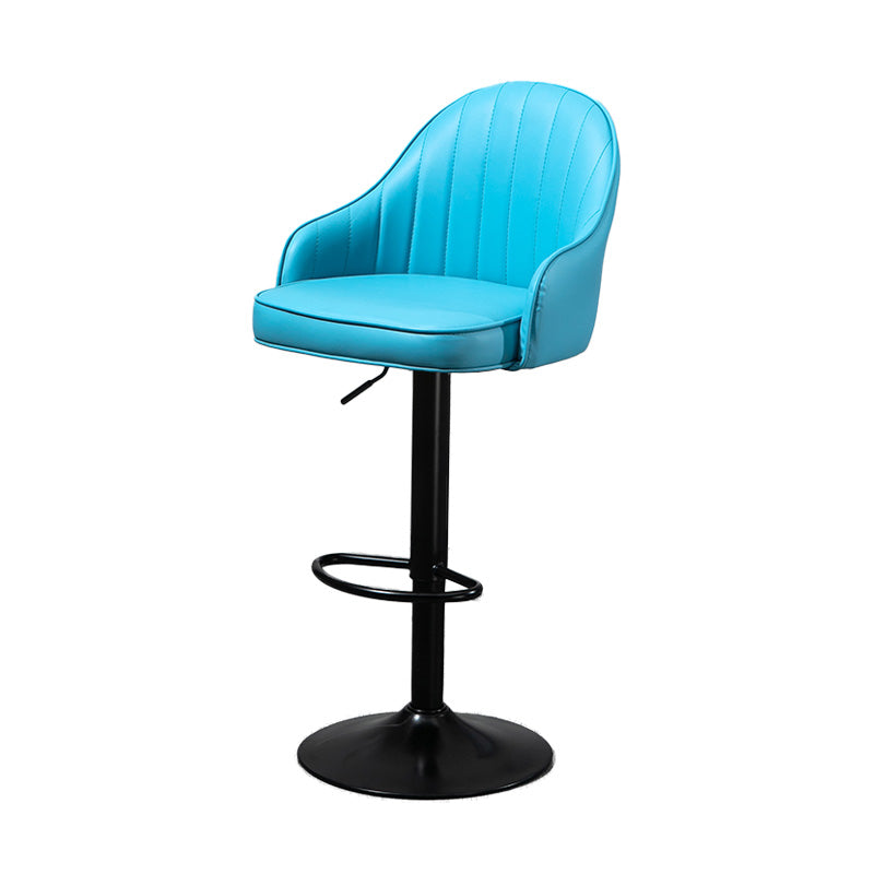 Industrial Style Bar-stool with Metal Pedestal Leather Seat for Kitchen Bar Blue Black 1 Piece Clearhalo 'Bar Furniture' 'Bar Stools' 'bar_stools' 'furn' 'furn_bar_stools' 'furniture_bar_stools' 'Kitchen & Dining Furniture' 'kitchen&dining_furn' 'kitchen' 'kitchen_furn' Furniture' 4576333