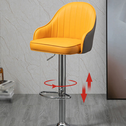 Industrial Style Bar-stool with Metal Pedestal Leather Seat for Kitchen Bar Clearhalo 'Bar Furniture' 'Bar Stools' 'bar_stools' 'furn' 'furn_bar_stools' 'furniture_bar_stools' 'Kitchen & Dining Furniture' 'kitchen&dining_furn' 'kitchen' 'kitchen_furn' Furniture' 4576334