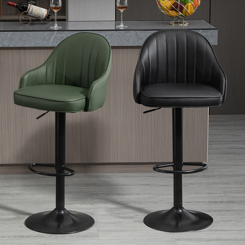 Industrial Style Bar-stool with Metal Pedestal Leather Seat for Kitchen Bar Clearhalo 'Bar Furniture' 'Bar Stools' 'bar_stools' 'furn' 'furn_bar_stools' 'furniture_bar_stools' 'Kitchen & Dining Furniture' 'kitchen&dining_furn' 'kitchen' 'kitchen_furn' Furniture' 4576341