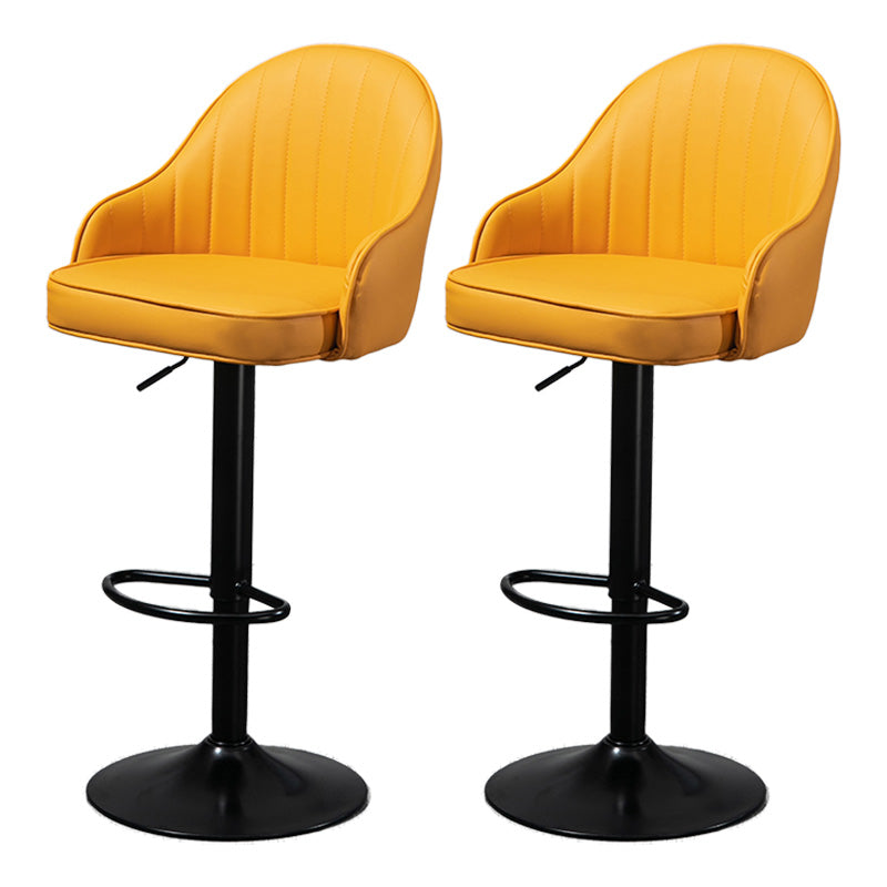 Industrial Style Bar-stool with Metal Pedestal Leather Seat for Kitchen Bar Yellow Black 2 Piece Set Clearhalo 'Bar Furniture' 'Bar Stools' 'bar_stools' 'furn' 'furn_bar_stools' 'furniture_bar_stools' 'Kitchen & Dining Furniture' 'kitchen&dining_furn' 'kitchen' 'kitchen_furn' Furniture' 4576345