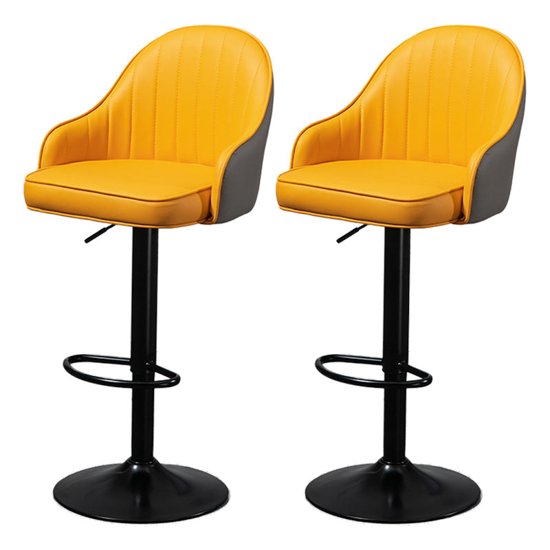 Industrial Style Bar-stool with Metal Pedestal Leather Seat for Kitchen Bar Light Grey-Yellow Black 2 Piece Set Clearhalo 'Bar Furniture' 'Bar Stools' 'bar_stools' 'furn' 'furn_bar_stools' 'furniture_bar_stools' 'Kitchen & Dining Furniture' 'kitchen&dining_furn' 'kitchen' 'kitchen_furn' Furniture' 4576346