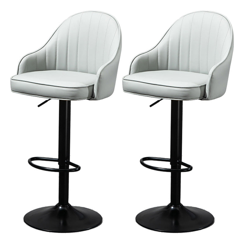 Industrial Style Bar-stool with Metal Pedestal Leather Seat for Kitchen Bar Grey Black 2 Piece Set Clearhalo 'Bar Furniture' 'Bar Stools' 'bar_stools' 'furn' 'furn_bar_stools' 'furniture_bar_stools' 'Kitchen & Dining Furniture' 'kitchen&dining_furn' 'kitchen' 'kitchen_furn' Furniture' 4576347