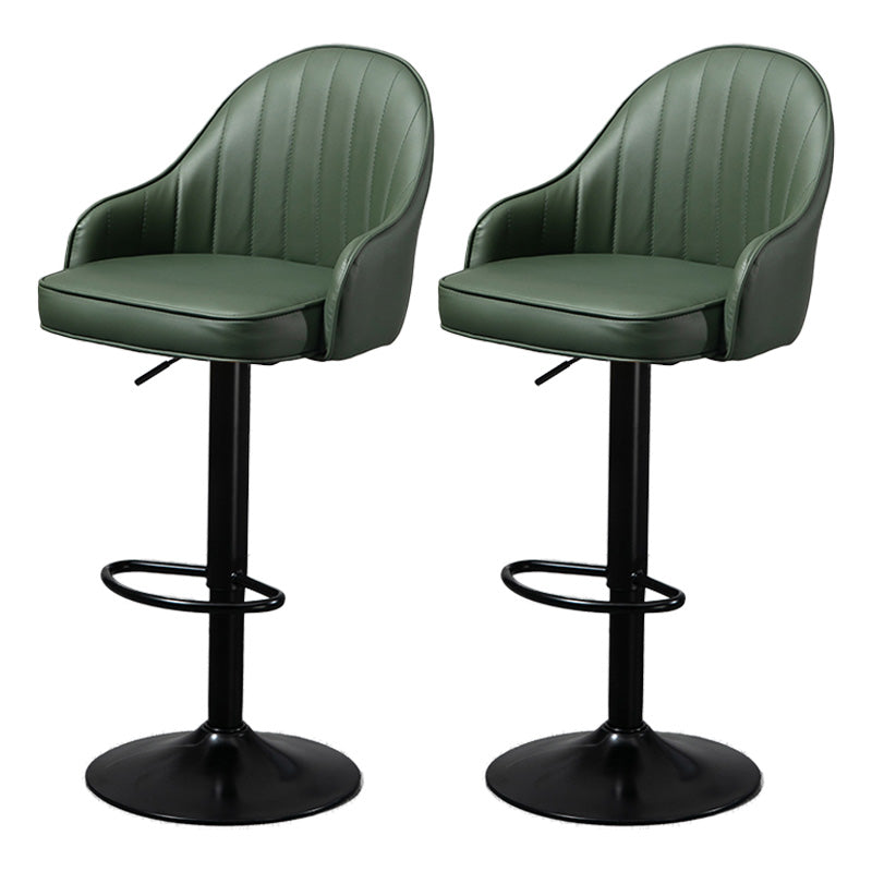 Industrial Style Bar-stool with Metal Pedestal Leather Seat for Kitchen Bar Green Black 2 Piece Set Clearhalo 'Bar Furniture' 'Bar Stools' 'bar_stools' 'furn' 'furn_bar_stools' 'furniture_bar_stools' 'Kitchen & Dining Furniture' 'kitchen&dining_furn' 'kitchen' 'kitchen_furn' Furniture' 4576348
