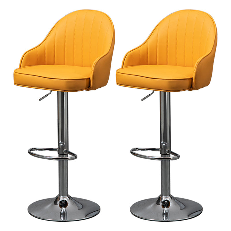 Industrial Style Bar-stool with Metal Pedestal Leather Seat for Kitchen Bar Yellow Silver 2 Piece Set Clearhalo 'Bar Furniture' 'Bar Stools' 'bar_stools' 'furn' 'furn_bar_stools' 'furniture_bar_stools' 'Kitchen & Dining Furniture' 'kitchen&dining_furn' 'kitchen' 'kitchen_furn' Furniture' 4576351