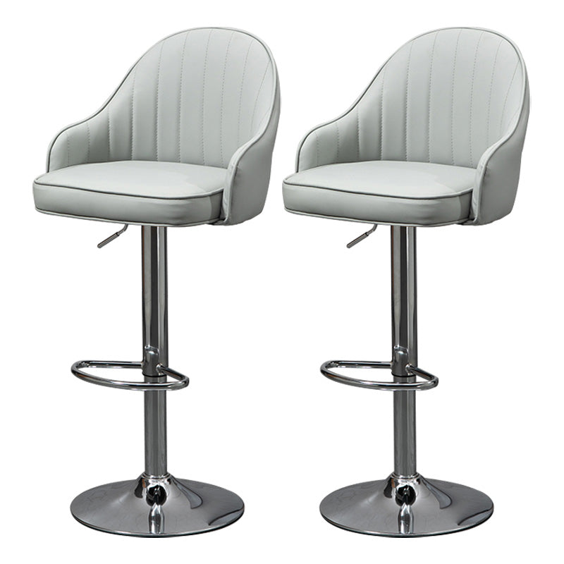 Industrial Style Bar-stool with Metal Pedestal Leather Seat for Kitchen Bar Grey Silver 2 Piece Set Clearhalo 'Bar Furniture' 'Bar Stools' 'bar_stools' 'furn' 'furn_bar_stools' 'furniture_bar_stools' 'Kitchen & Dining Furniture' 'kitchen&dining_furn' 'kitchen' 'kitchen_furn' Furniture' 4576353