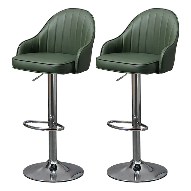 Industrial Style Bar-stool with Metal Pedestal Leather Seat for Kitchen Bar Green Silver 2 Piece Set Clearhalo 'Bar Furniture' 'Bar Stools' 'bar_stools' 'furn' 'furn_bar_stools' 'furniture_bar_stools' 'Kitchen & Dining Furniture' 'kitchen&dining_furn' 'kitchen' 'kitchen_furn' Furniture' 4576354