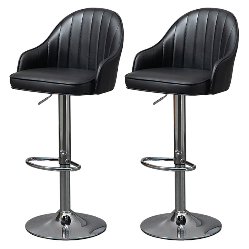 Industrial Style Bar-stool with Metal Pedestal Leather Seat for Kitchen Bar Black Silver 2 Piece Set Clearhalo 'Bar Furniture' 'Bar Stools' 'bar_stools' 'furn' 'furn_bar_stools' 'furniture_bar_stools' 'Kitchen & Dining Furniture' 'kitchen&dining_furn' 'kitchen' 'kitchen_furn' Furniture' 4576355