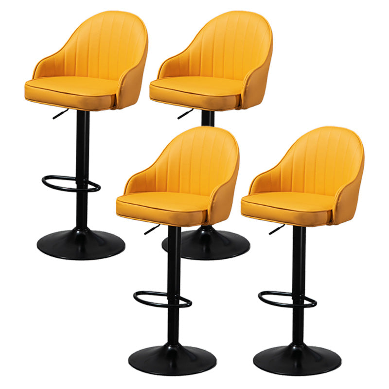 Industrial Style Bar-stool with Metal Pedestal Leather Seat for Kitchen Bar Yellow Black 4 Piece Set Clearhalo 'Bar Furniture' 'Bar Stools' 'bar_stools' 'furn' 'furn_bar_stools' 'furniture_bar_stools' 'Kitchen & Dining Furniture' 'kitchen&dining_furn' 'kitchen' 'kitchen_furn' Furniture' 4576357