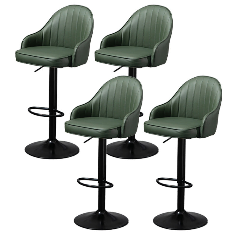 Industrial Style Bar-stool with Metal Pedestal Leather Seat for Kitchen Bar Green Black 4 Piece Set Clearhalo 'Bar Furniture' 'Bar Stools' 'bar_stools' 'furn' 'furn_bar_stools' 'furniture_bar_stools' 'Kitchen & Dining Furniture' 'kitchen&dining_furn' 'kitchen' 'kitchen_furn' Furniture' 4576360