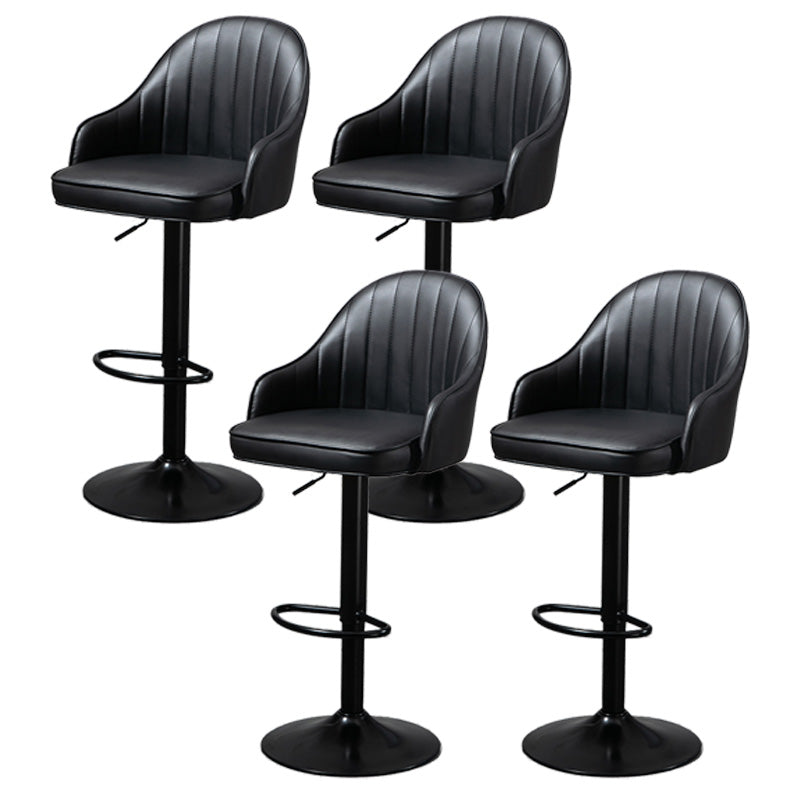 Industrial Style Bar-stool with Metal Pedestal Leather Seat for Kitchen Bar Black Black 4 Piece Set Clearhalo 'Bar Furniture' 'Bar Stools' 'bar_stools' 'furn' 'furn_bar_stools' 'furniture_bar_stools' 'Kitchen & Dining Furniture' 'kitchen&dining_furn' 'kitchen' 'kitchen_furn' Furniture' 4576361