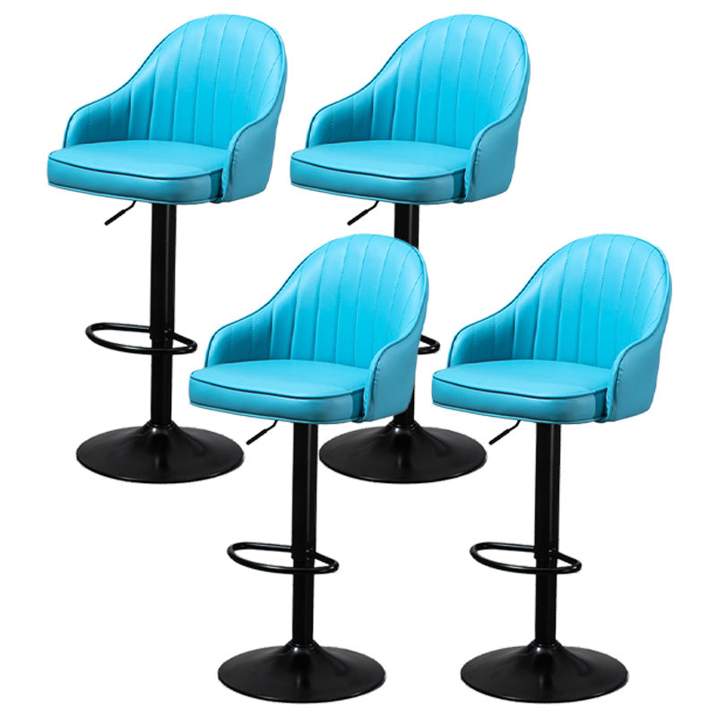 Industrial Style Bar-stool with Metal Pedestal Leather Seat for Kitchen Bar Blue Black 4 Piece Set Clearhalo 'Bar Furniture' 'Bar Stools' 'bar_stools' 'furn' 'furn_bar_stools' 'furniture_bar_stools' 'Kitchen & Dining Furniture' 'kitchen&dining_furn' 'kitchen' 'kitchen_furn' Furniture' 4576362