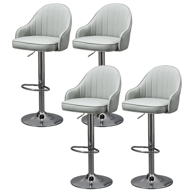 Industrial Style Bar-stool with Metal Pedestal Leather Seat for Kitchen Bar Grey Silver 4 Piece Set Clearhalo 'Bar Furniture' 'Bar Stools' 'bar_stools' 'furn' 'furn_bar_stools' 'furniture_bar_stools' 'Kitchen & Dining Furniture' 'kitchen&dining_furn' 'kitchen' 'kitchen_furn' Furniture' 4576365