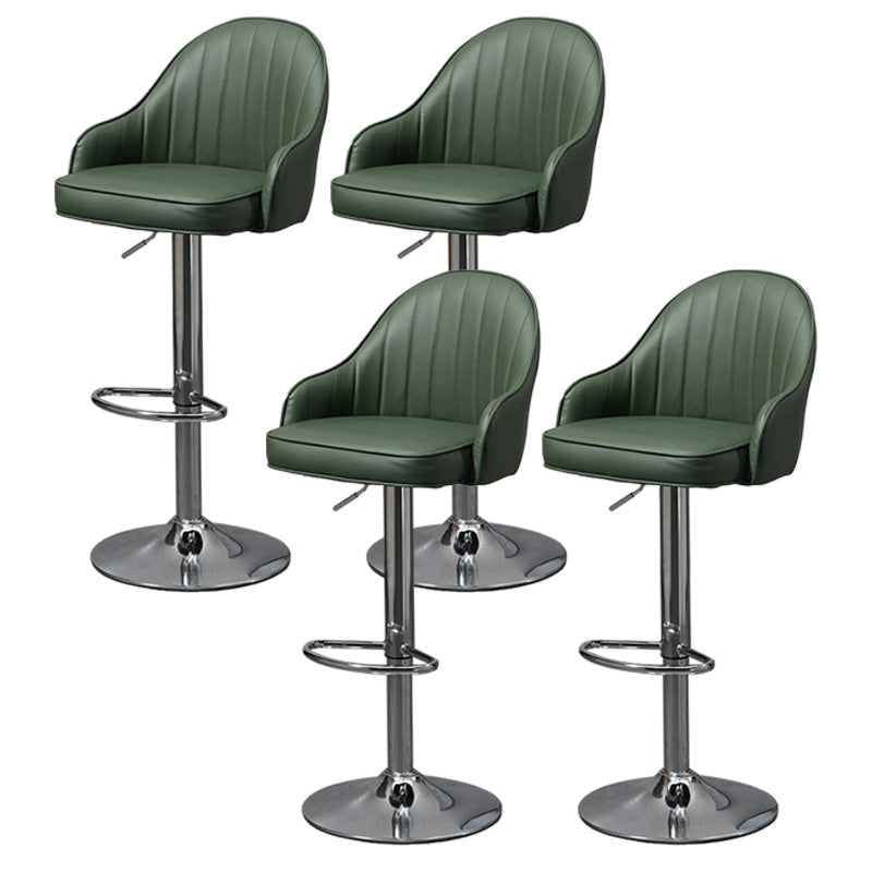 Industrial Style Bar-stool with Metal Pedestal Leather Seat for Kitchen Bar Green Silver 4 Piece Set Clearhalo 'Bar Furniture' 'Bar Stools' 'bar_stools' 'furn' 'furn_bar_stools' 'furniture_bar_stools' 'Kitchen & Dining Furniture' 'kitchen&dining_furn' 'kitchen' 'kitchen_furn' Furniture' 4576366