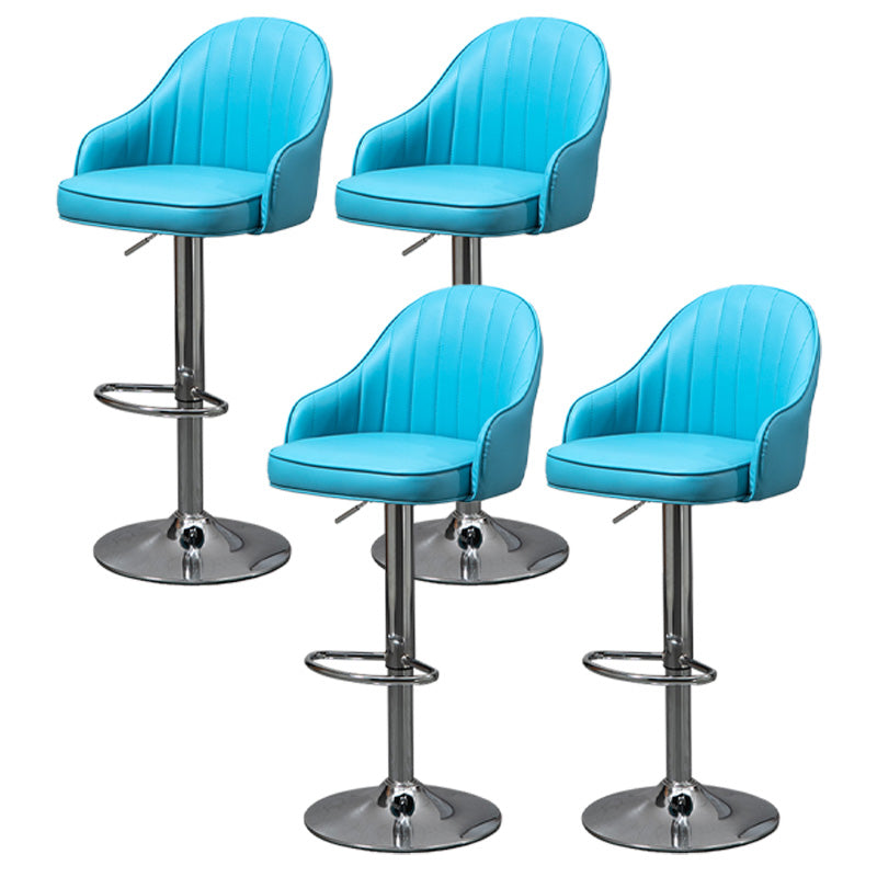Industrial Style Bar-stool with Metal Pedestal Leather Seat for Kitchen Bar Blue Silver 4 Piece Set Clearhalo 'Bar Furniture' 'Bar Stools' 'bar_stools' 'furn' 'furn_bar_stools' 'furniture_bar_stools' 'Kitchen & Dining Furniture' 'kitchen&dining_furn' 'kitchen' 'kitchen_furn' Furniture' 4576368