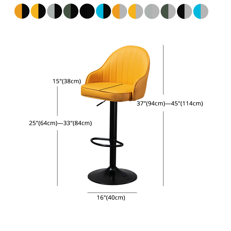 Industrial Style Bar-stool with Metal Pedestal Leather Seat for Kitchen Bar Clearhalo 'Bar Furniture' 'Bar Stools' 'bar_stools' 'furn' 'furn_bar_stools' 'furniture_bar_stools' 'Kitchen & Dining Furniture' 'kitchen&dining_furn' 'kitchen' 'kitchen_furn' Furniture' 4576369
