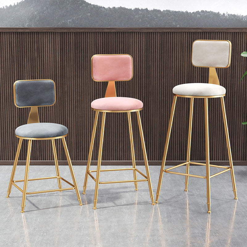 Glam Round Counter Bar Stool Upholstered Backrest Bar Stool with Footrest Clearhalo 'Bar Furniture' 'Bar Stools' 'bar_stools' 'furn' 'furn_bar_stools' 'furniture_bar_stools' 'Kitchen & Dining Furniture' 'kitchen&dining_furn' 'kitchen' 'kitchen_furn' Furniture' 4576373