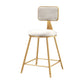 Glam Round Counter Bar Stool Upholstered Backrest Bar Stool with Footrest White 1 Piece Short Stool(18"H) Clearhalo 'Bar Furniture' 'Bar Stools' 'bar_stools' 'furn' 'furn_bar_stools' 'furniture_bar_stools' 'Kitchen & Dining Furniture' 'kitchen&dining_furn' 'kitchen' 'kitchen_furn' Furniture' 4576374