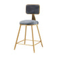 Glam Round Counter Bar Stool Upholstered Backrest Bar Stool with Footrest Gray 1 Piece Short Stool(18"H) Clearhalo 'Bar Furniture' 'Bar Stools' 'bar_stools' 'furn' 'furn_bar_stools' 'furniture_bar_stools' 'Kitchen & Dining Furniture' 'kitchen&dining_furn' 'kitchen' 'kitchen_furn' Furniture' 4576376