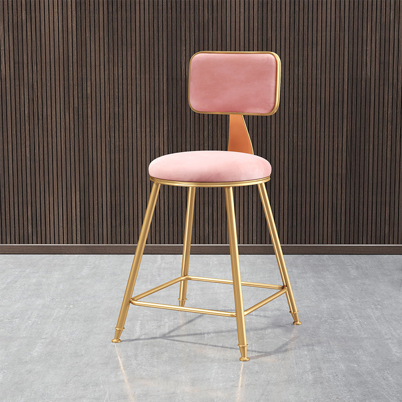 Glam Round Counter Bar Stool Upholstered Backrest Bar Stool with Footrest Clearhalo 'Bar Furniture' 'Bar Stools' 'bar_stools' 'furn' 'furn_bar_stools' 'furniture_bar_stools' 'Kitchen & Dining Furniture' 'kitchen&dining_furn' 'kitchen' 'kitchen_furn' Furniture' 4576377