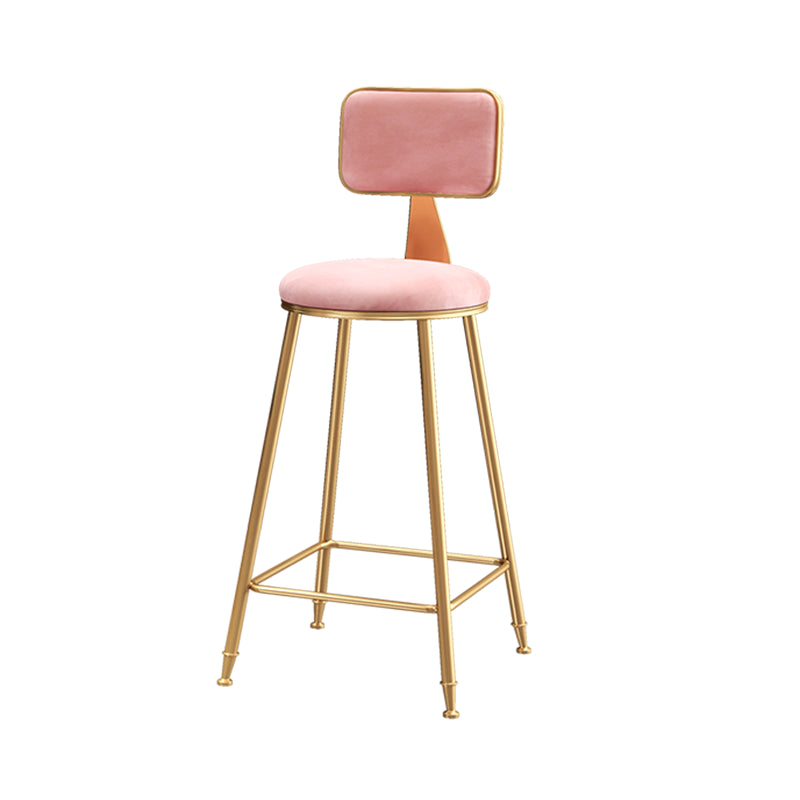 Glam Round Counter Bar Stool Upholstered Backrest Bar Stool with Footrest Clearhalo 'Bar Furniture' 'Bar Stools' 'bar_stools' 'furn' 'furn_bar_stools' 'furniture_bar_stools' 'Kitchen & Dining Furniture' 'kitchen&dining_furn' 'kitchen' 'kitchen_furn' Furniture' 4576379