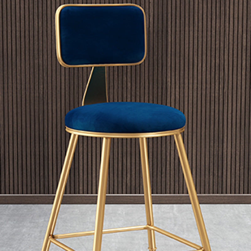 Glam Round Counter Bar Stool Upholstered Backrest Bar Stool with Footrest Clearhalo 'Bar Furniture' 'Bar Stools' 'bar_stools' 'furn' 'furn_bar_stools' 'furniture_bar_stools' 'Kitchen & Dining Furniture' 'kitchen&dining_furn' 'kitchen' 'kitchen_furn' Furniture' 4576384