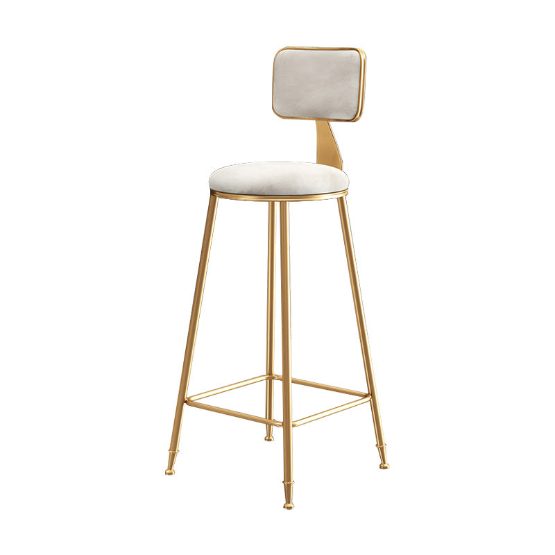 Glam Round Counter Bar Stool Upholstered Backrest Bar Stool with Footrest White 1 Piece Clearhalo 'Bar Furniture' 'Bar Stools' 'bar_stools' 'furn' 'furn_bar_stools' 'furniture_bar_stools' 'Kitchen & Dining Furniture' 'kitchen&dining_furn' 'kitchen' 'kitchen_furn' Furniture' 4576386
